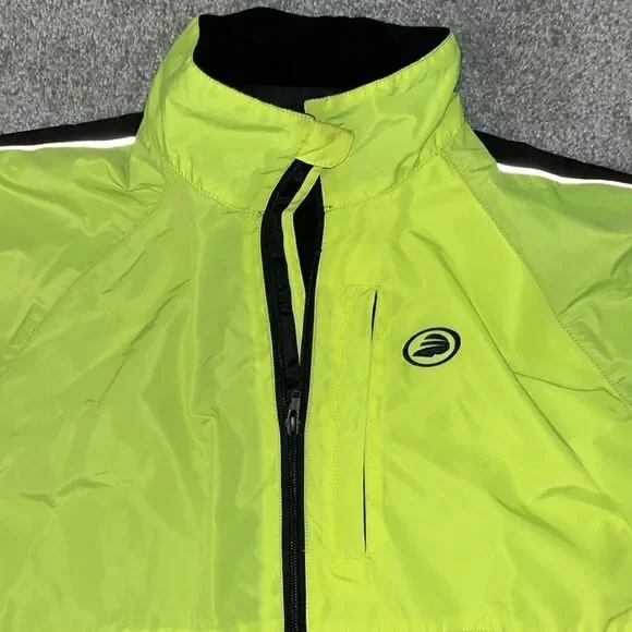 high visibility reflective black neon performance bike cycling fleece jacket XL - Picture 2 of 6
